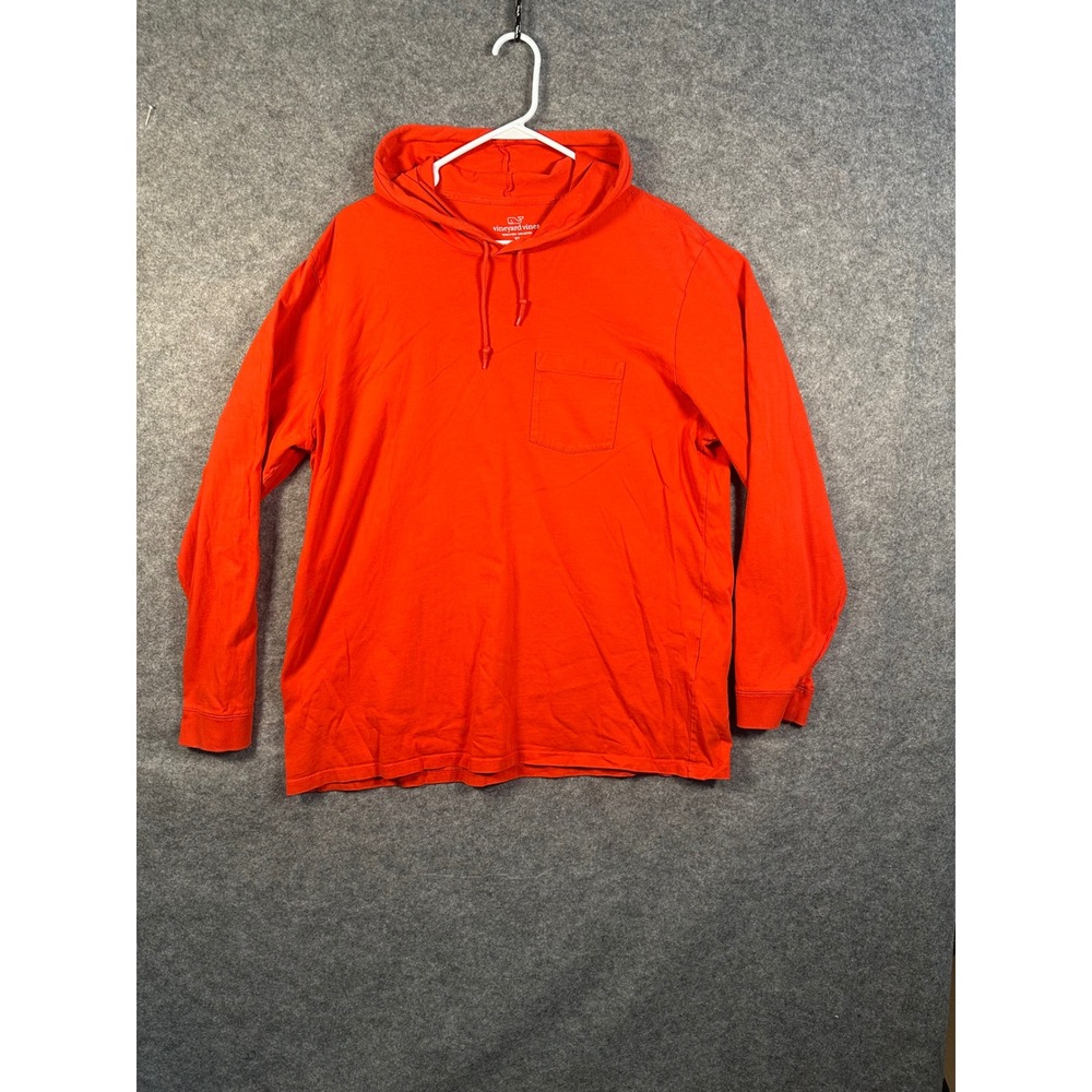 Vineyard Vines Mens XL Orange Long Sleeve Hooded Cotton T-Shirt 6V000843